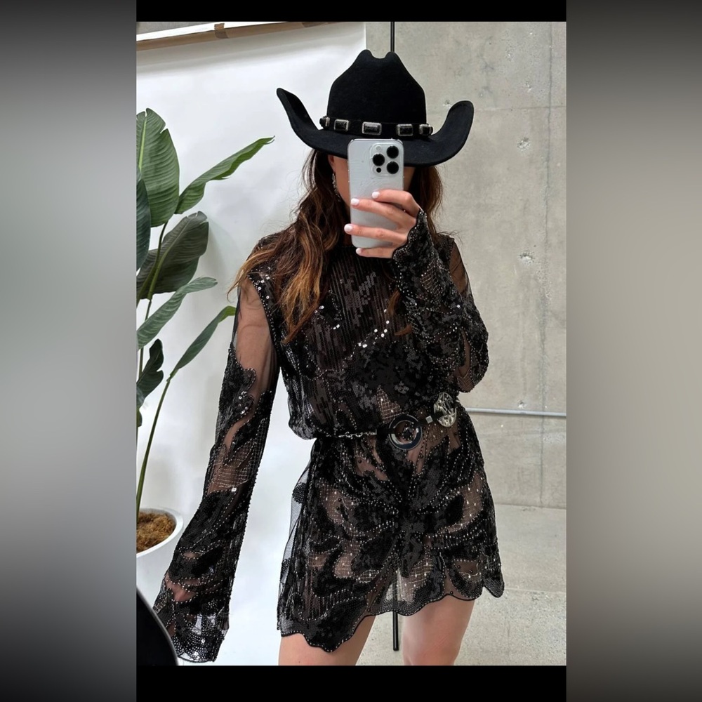 Amber Nights Black Beaded Mini Dress 12th Tribe
